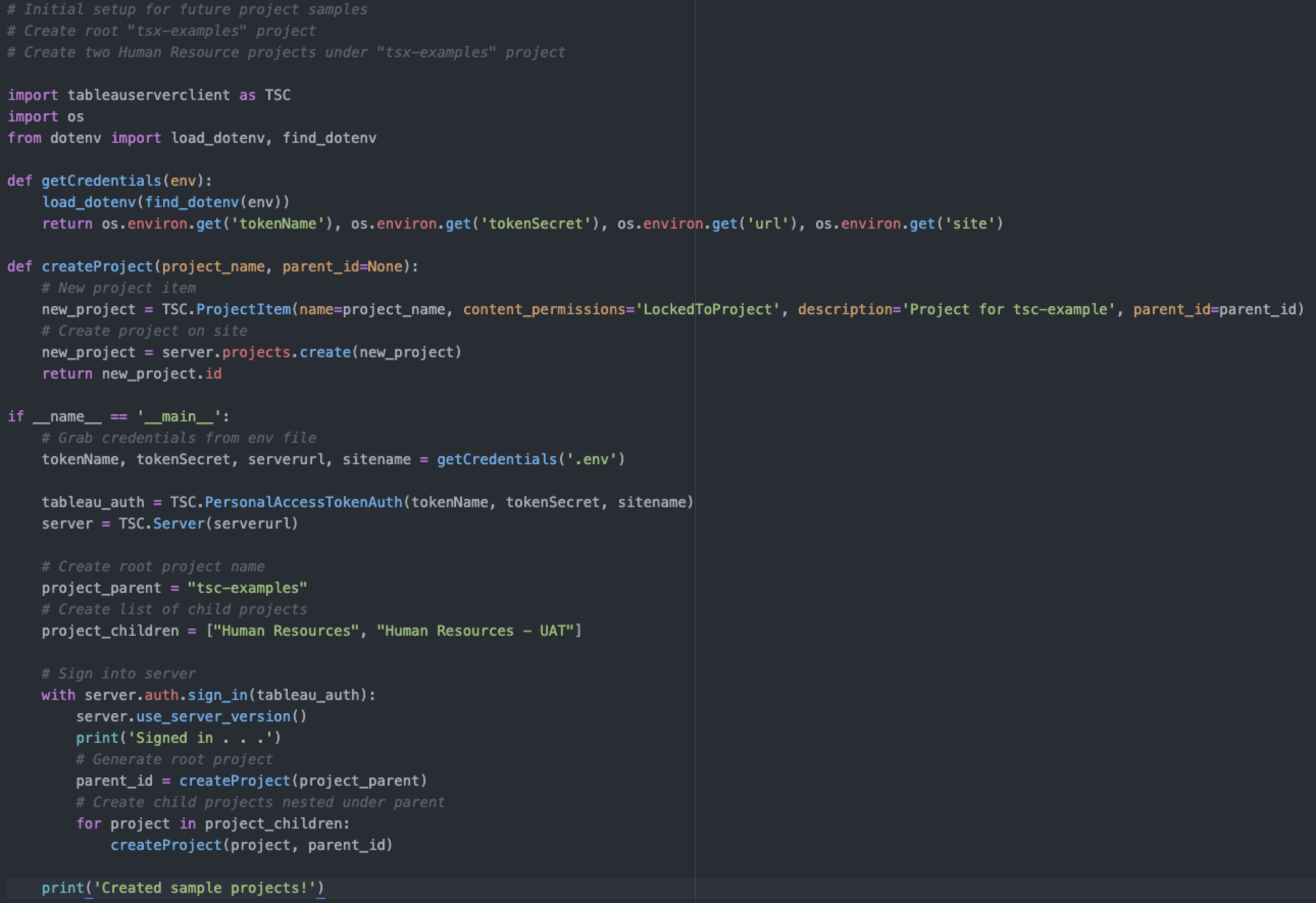Intro To Tableau Server Client: Project Hierarchy