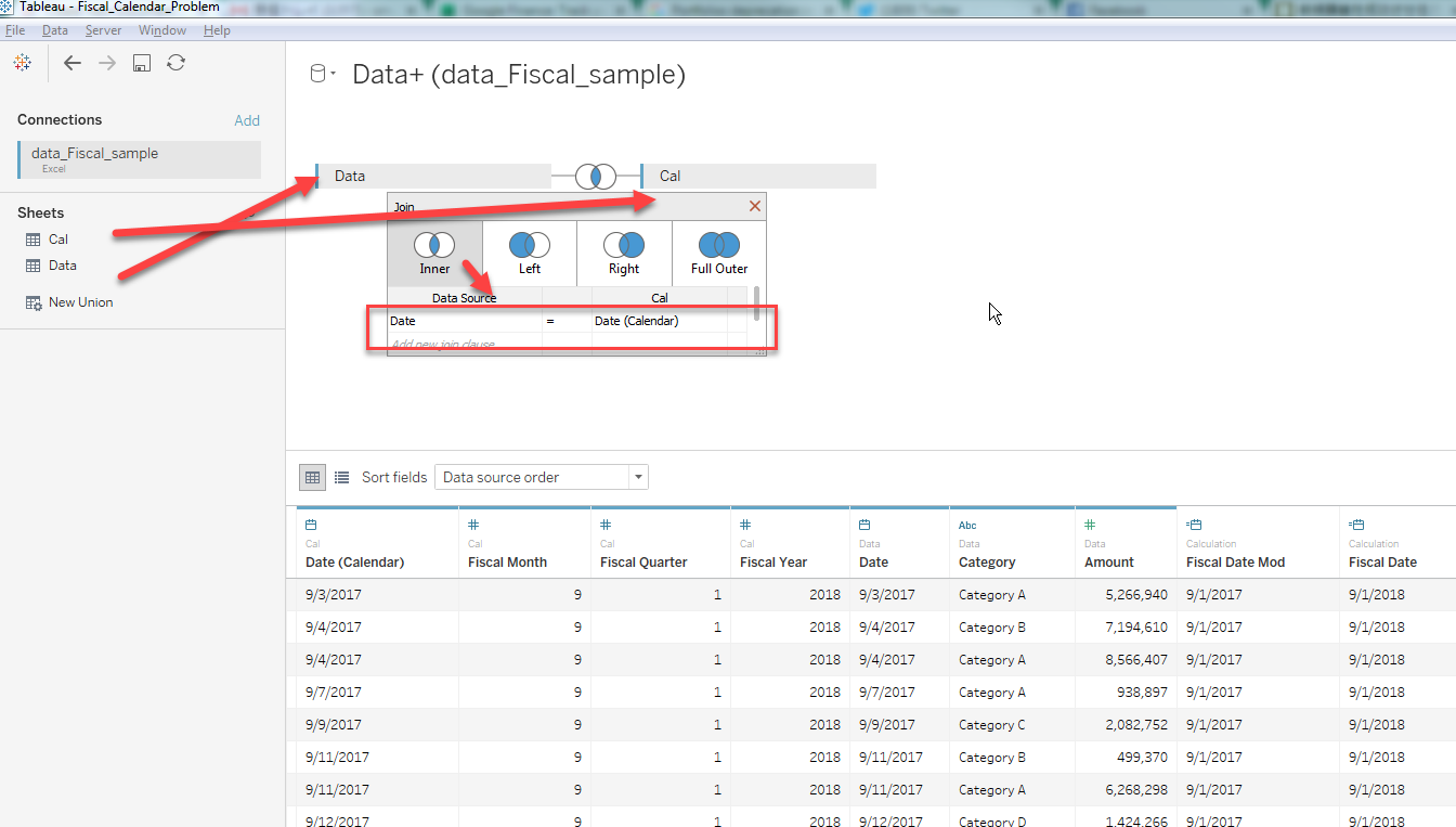 Optimized Combination of Fiscal Calendar Table and Tableau calendar