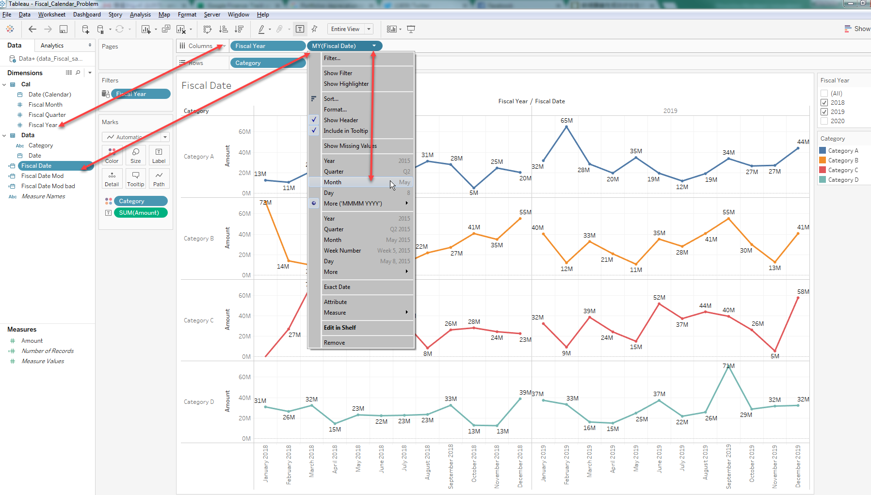 Optimized Combination of Fiscal Calendar Table and Tableau calendar
