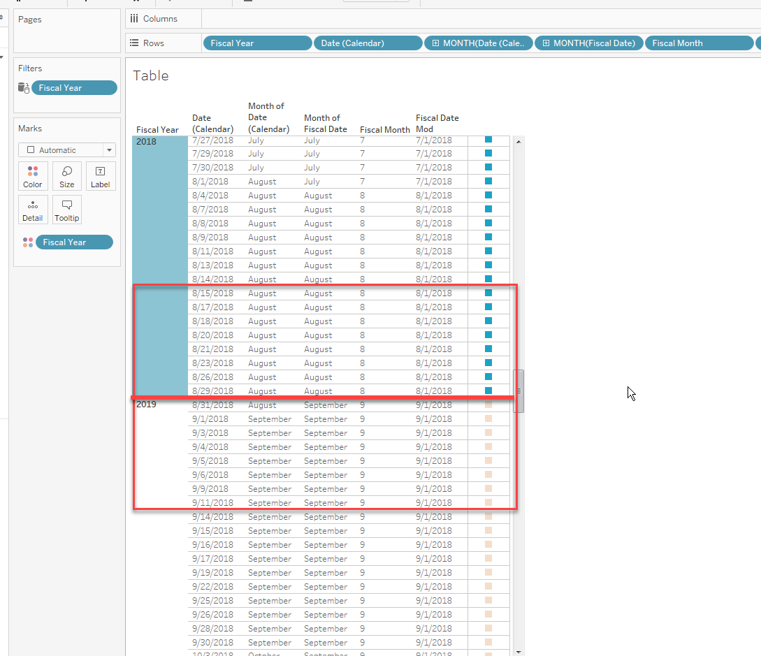 Optimized Combination of Fiscal Calendar Table and Tableau calendar
