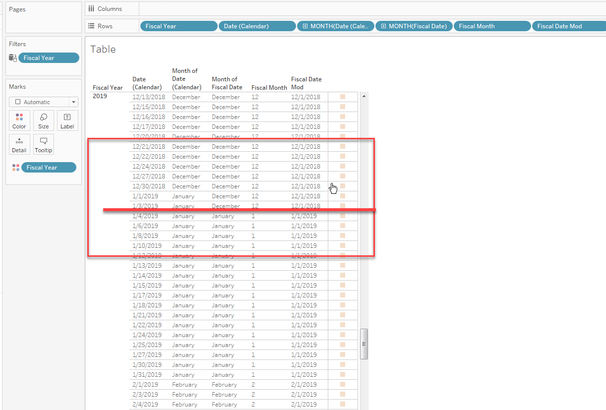 Optimized Combination of Fiscal Calendar Table and Tableau calendar