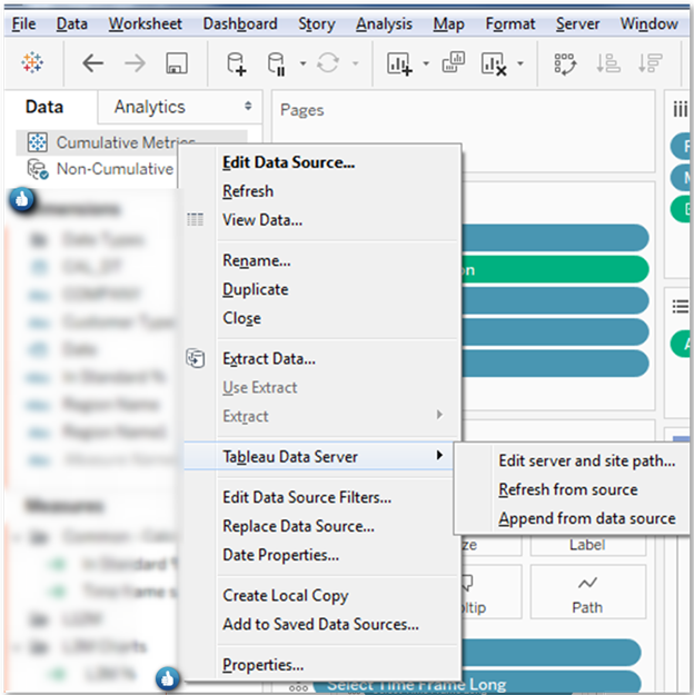 Published Data Sources in Tableau
